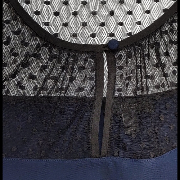 J Crew Navy Keyhole Blouse with Sheer Shoulders - Picture 2 of 4
